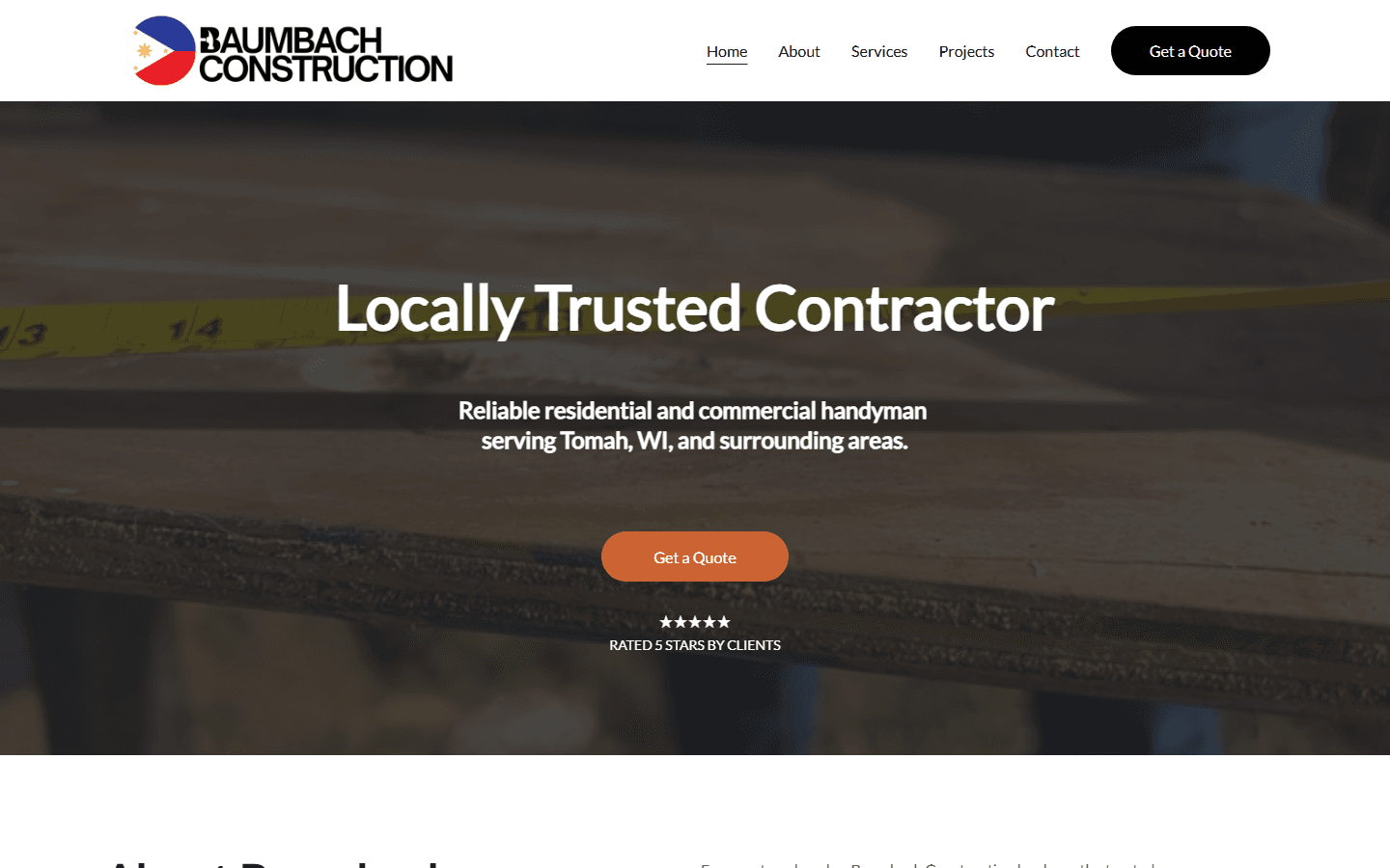 Baumbach Construction website, designed around a local contractor’s work
