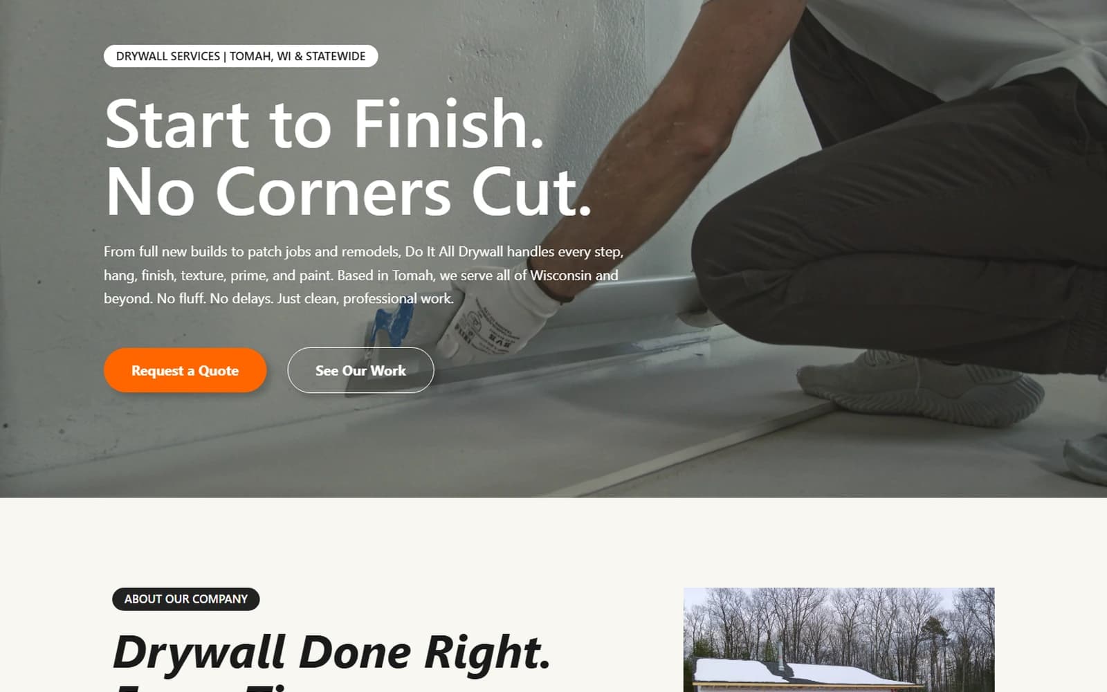 Do It All Drywall website built by Baumbach Solutions