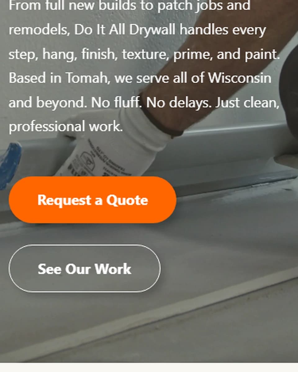 Do It All Drywall website built by Baumbach Solutions, mobile view