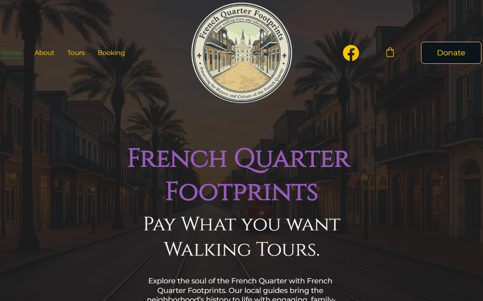 French Quarter Footprints website built by Baumbach Solutions