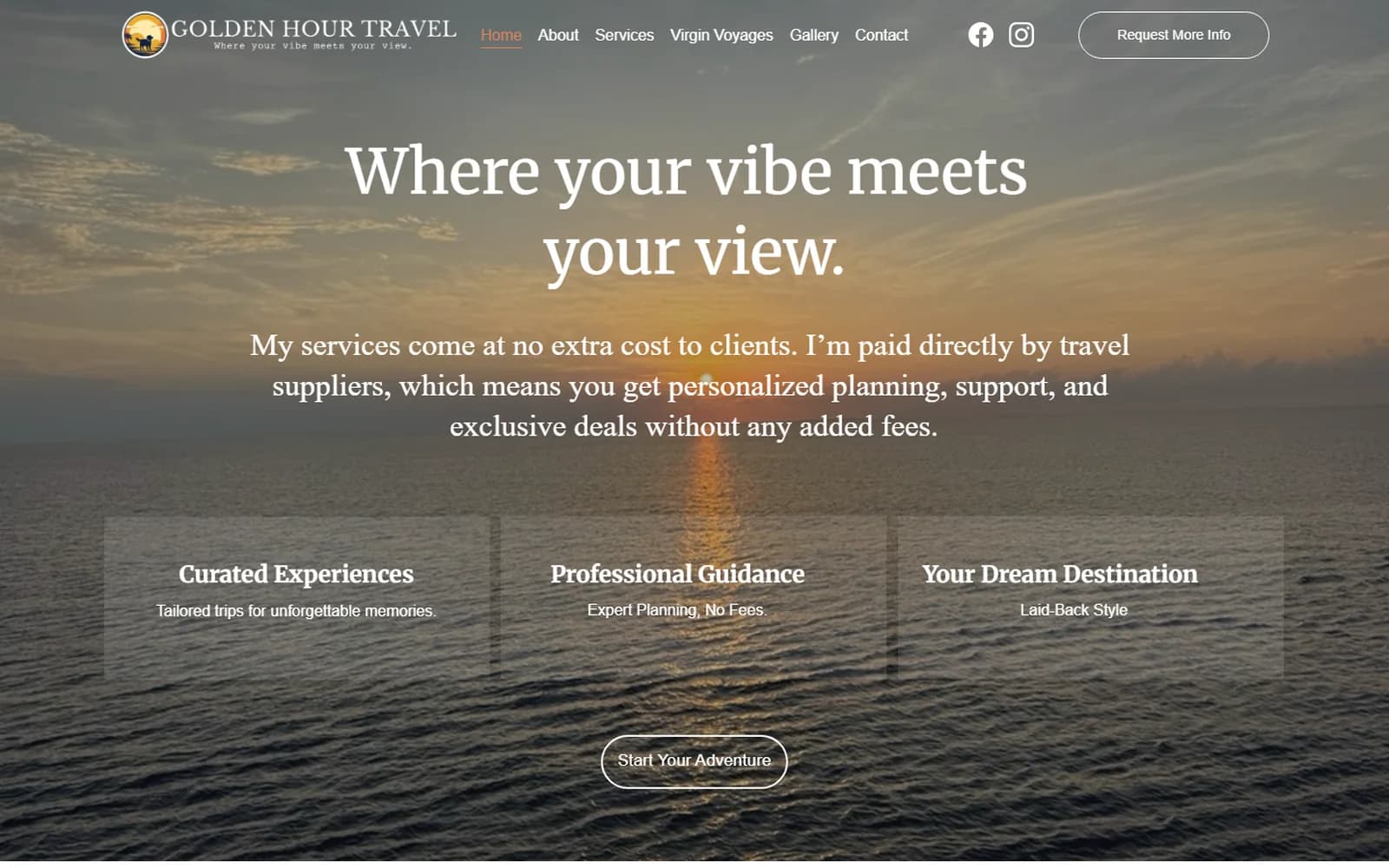 Golden Hour Travel website built by Baumbach Solutions