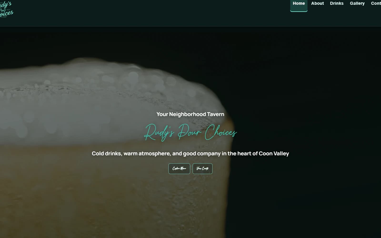 Rudy's Pour Choices website built by Baumbach Solutions