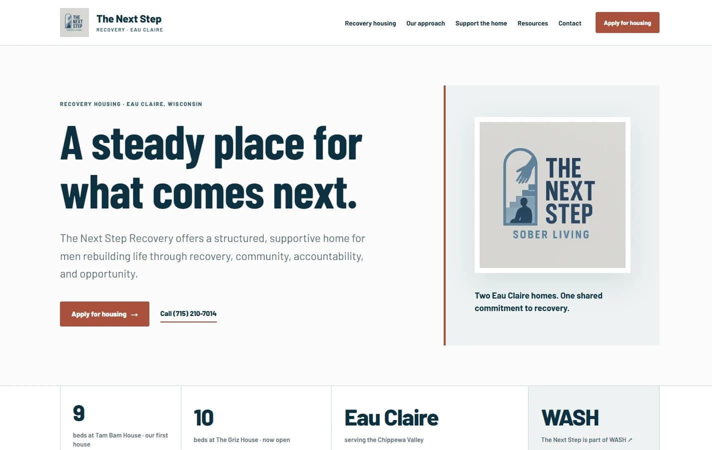 The Next Step Recovery desktop website