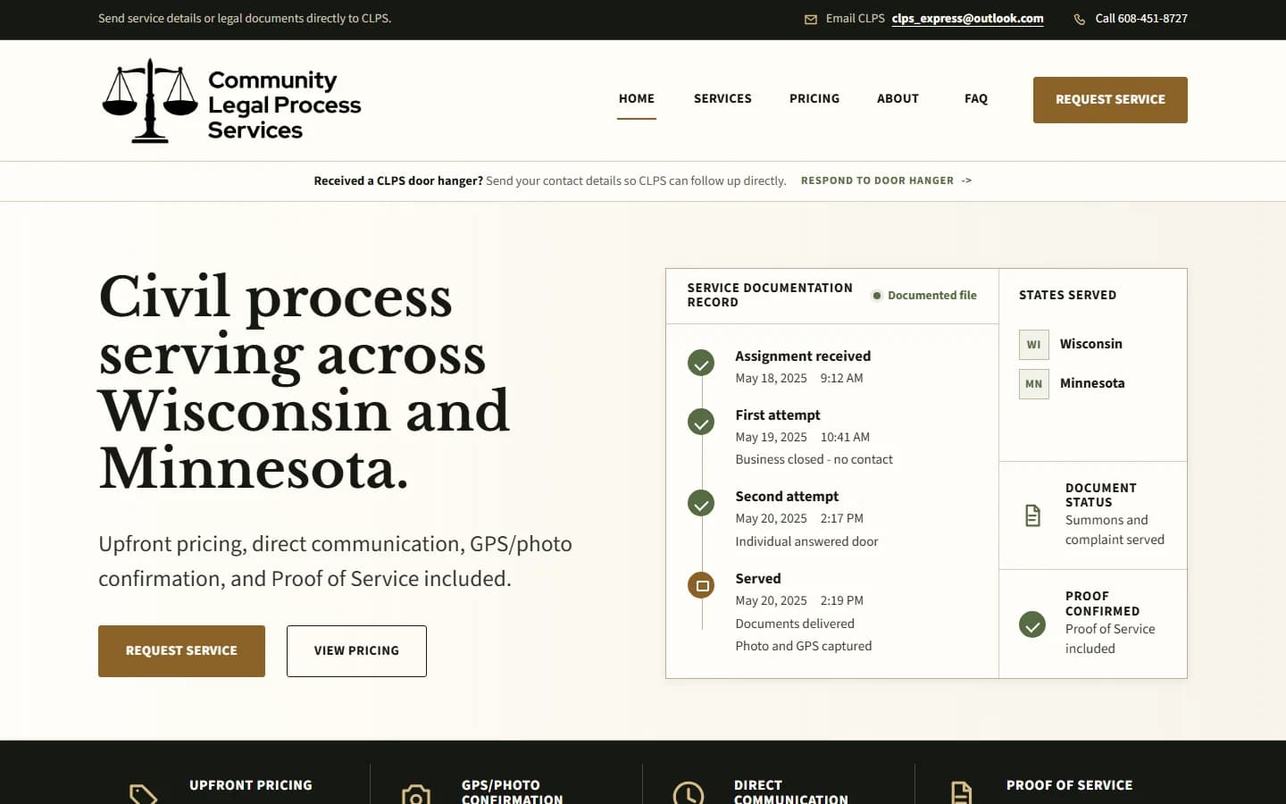 Community Legal Process Services website