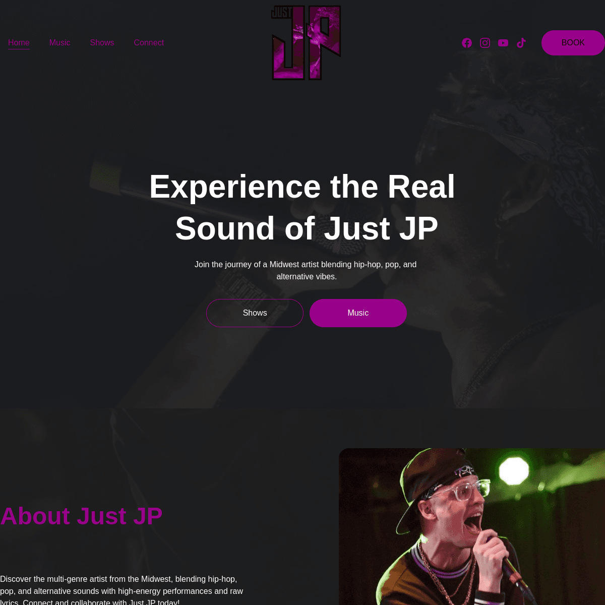 Homepage screenshot of Just JP website.