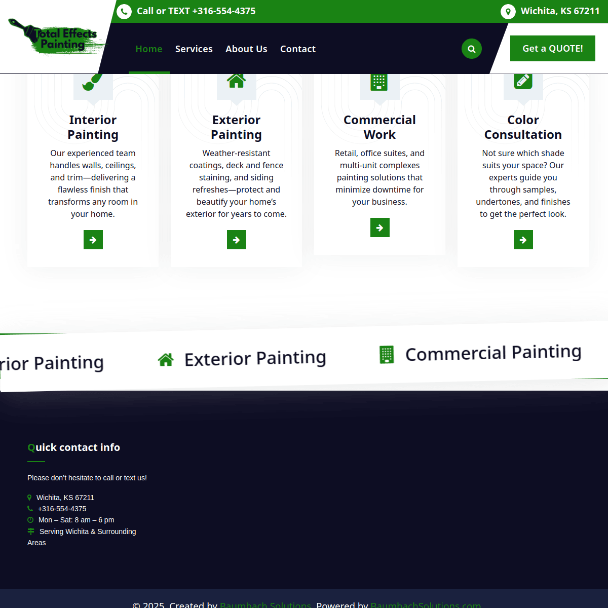 Homepage screenshot of Total Effects Painting website.