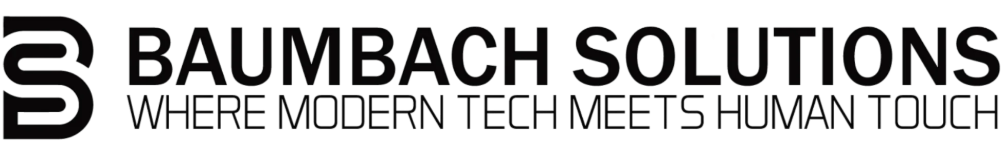 Baumbach Solutions logo: stylized ‘B S’ icon in midnight charcoal & mint cyan representing modern tech and personal touch for web development and automation services
