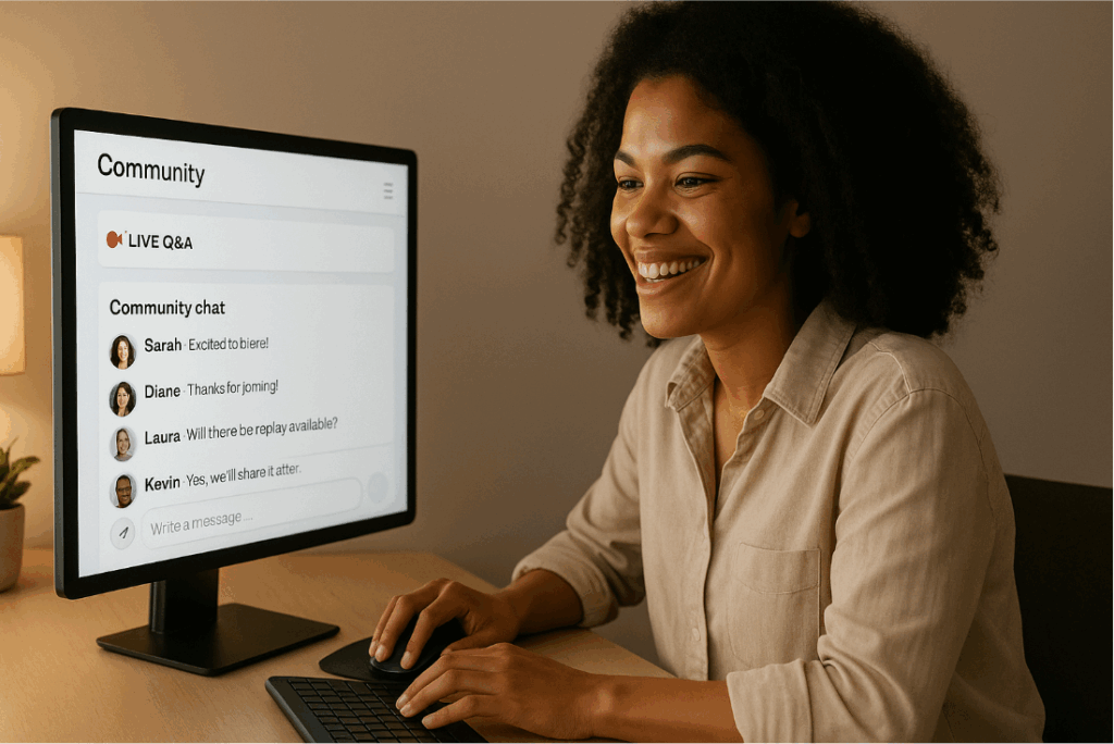 Small business owner moderating an active online community